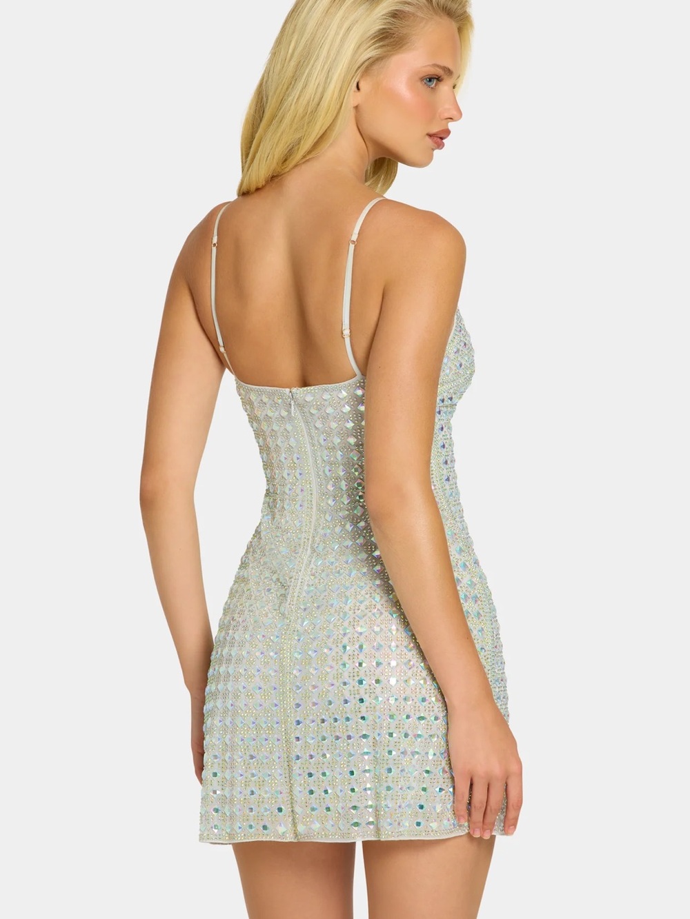 Silver Rhinestone Slip Mini Dress - Women - Picture 3 of 4